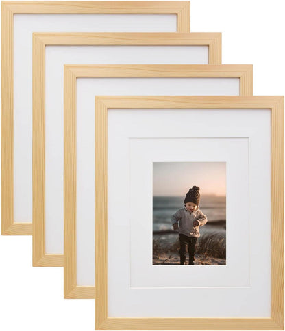 Bilderrahmen Naturholz Acrylglas 4er-Set 28x36 cm Wand Tischmontage