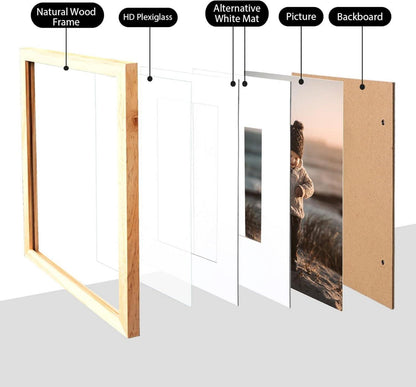 Bilderrahmen Naturholz Acrylglas 4er-Set 28x36 cm Wand Tischmontage