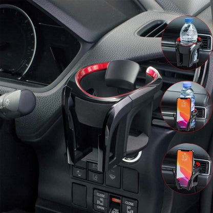 2-in-1 Getränkehalter & Handyhalter für Auto – Schwarz/Rot