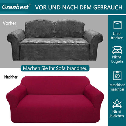 Elastischer Sofabezug 2-Sitzer Weinrot | Modern & Schutz für Wohnzimmer