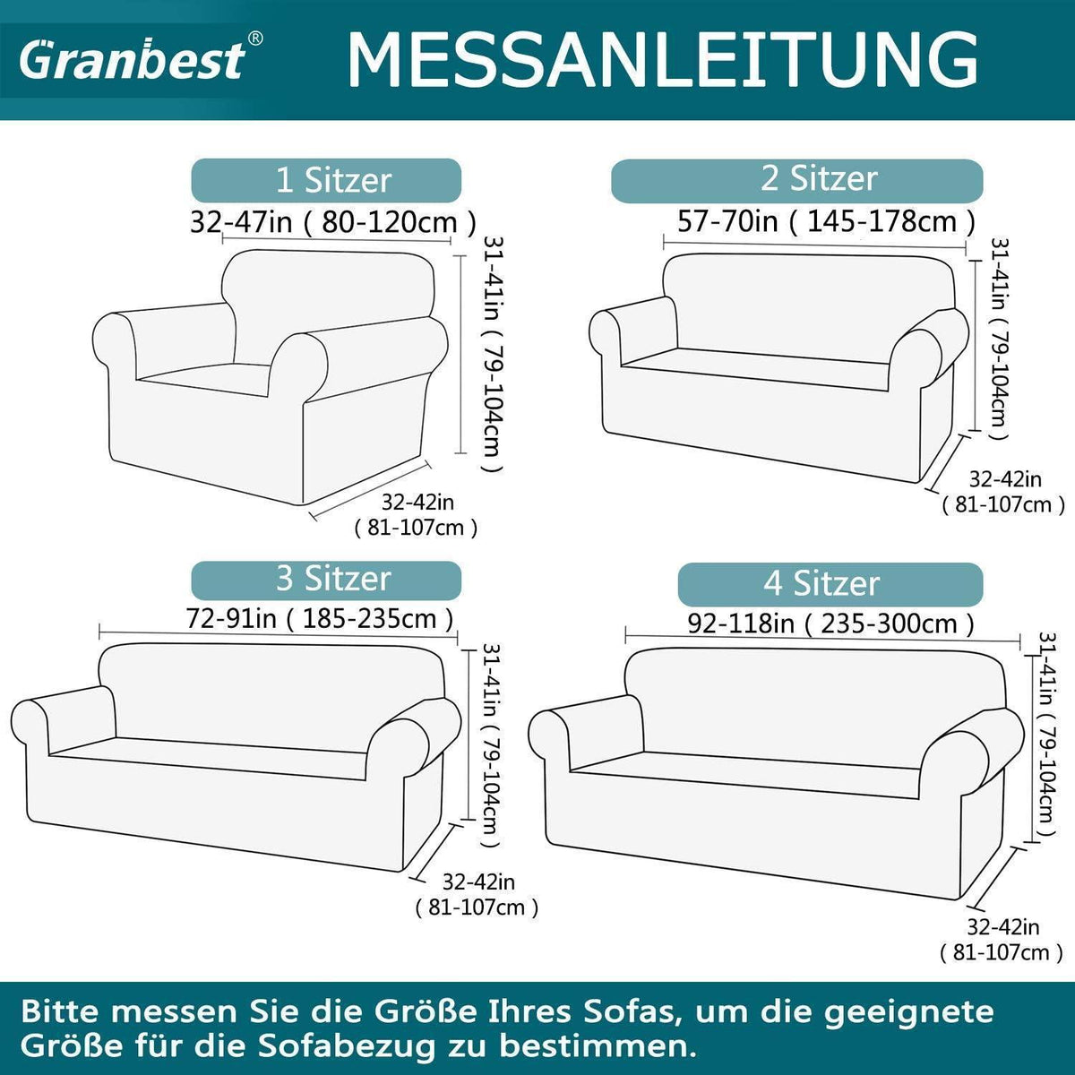 Elastischer Sofabezug 2-Sitzer Salbei - Modern & Schutzhülle