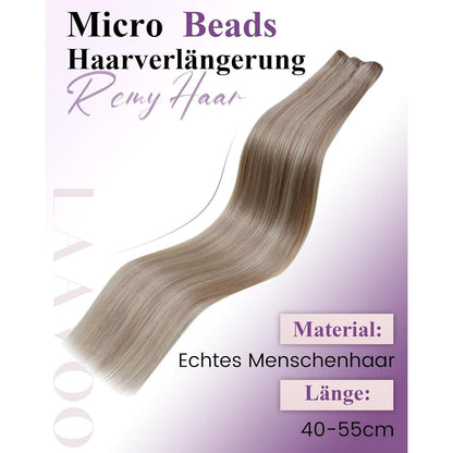Blond Echthaar Micro Weft Extensions 55cm #18/613