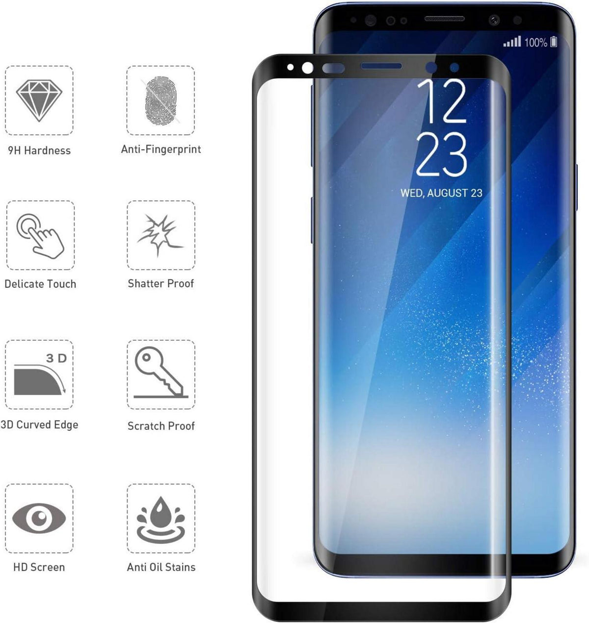 Schutzfolie Samsung Galaxy S8 [2 Stück] Displayschutzfolie