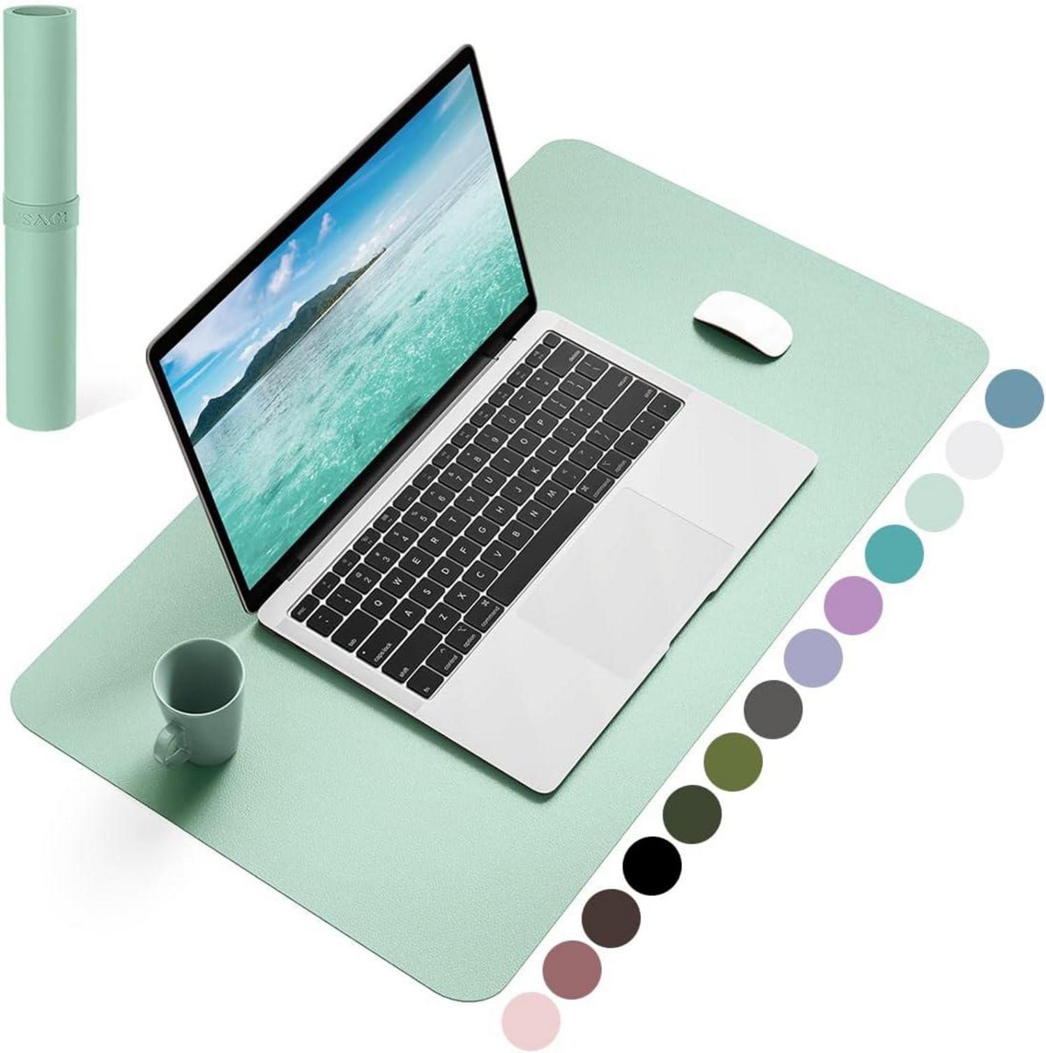 Großes Office Mousepad Kunstleder Wildleder 60x35cm Hellgrün