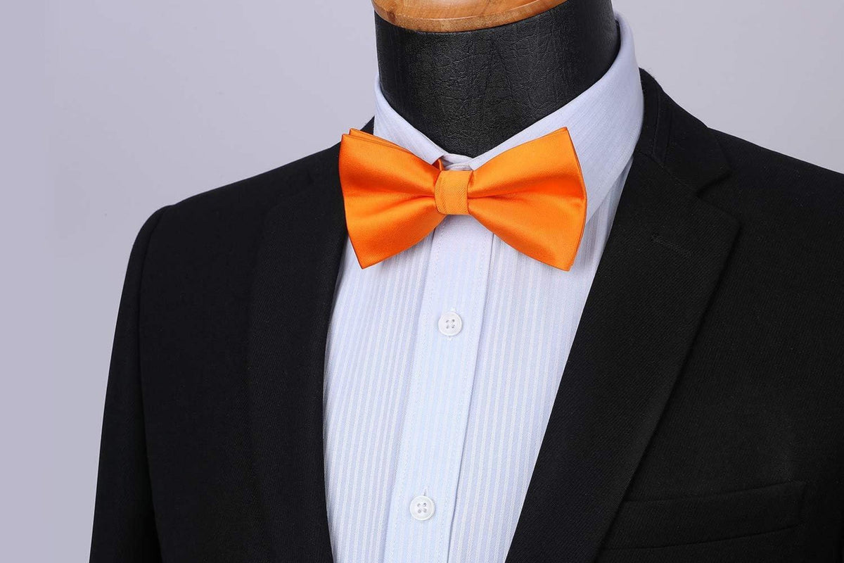 Verstellbare Herren Fliege Paisley 100% Seide Orange