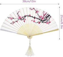 Faltbare Bambus Handfächer 2 Stück Holz Stoff Chinesischer