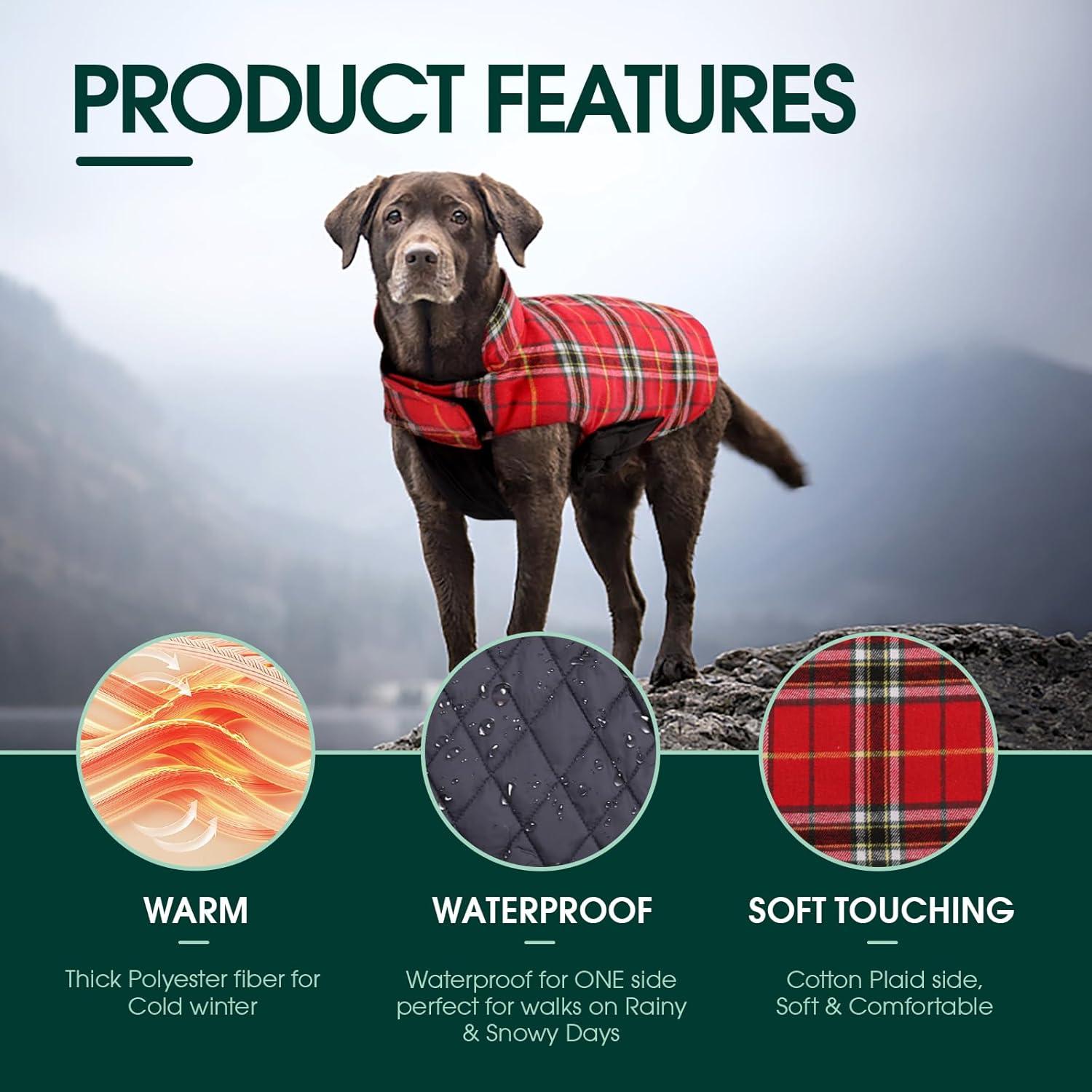 Kuoser Hundemantel Winter Hundejacke Wasserdicht Warm
