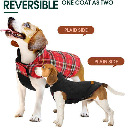 Kuoser Hundemantel Winter Fleece Wasserdicht Kariert L Hellrot