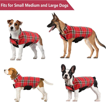 Hundemantel Winter Hundejacke Fleece Warm Wasserdicht M Kariert Wendejacke