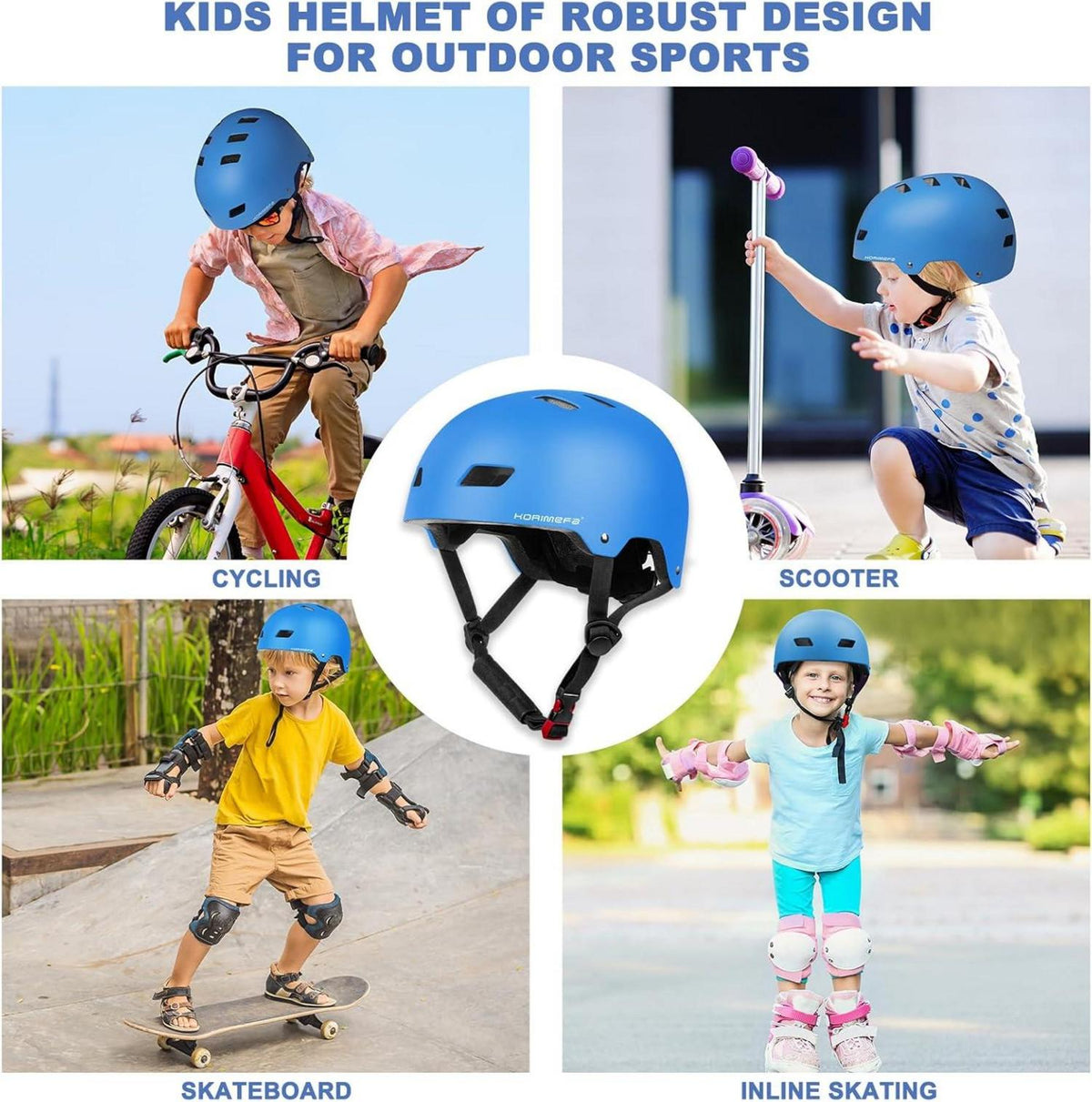 Fahrradhelm Kinder KORIMEFA Radhelm CE Motorrad Blau S 3-14