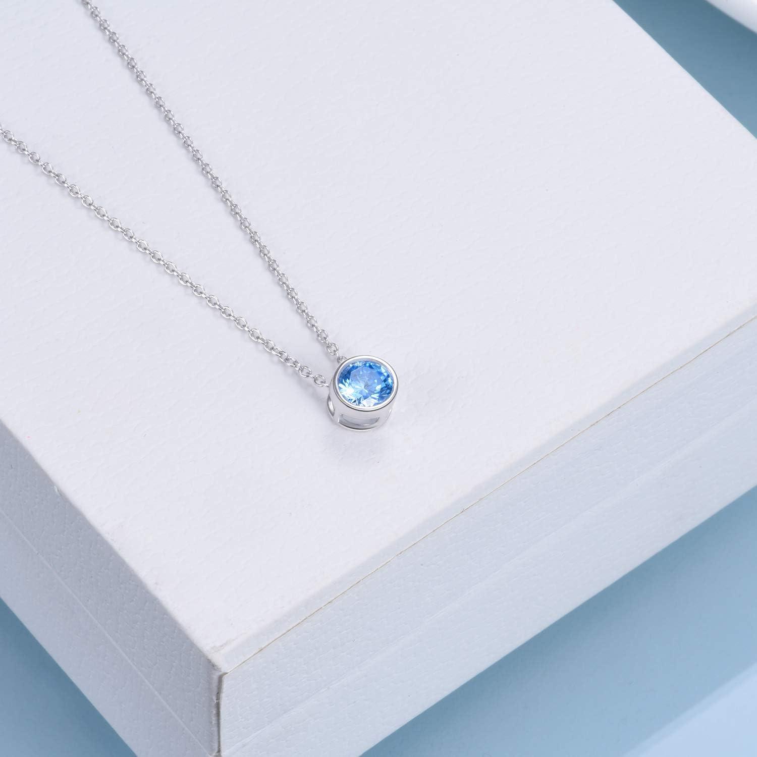 Simulierte Zirkonia Geburtsstein Halskette Sterling Silber