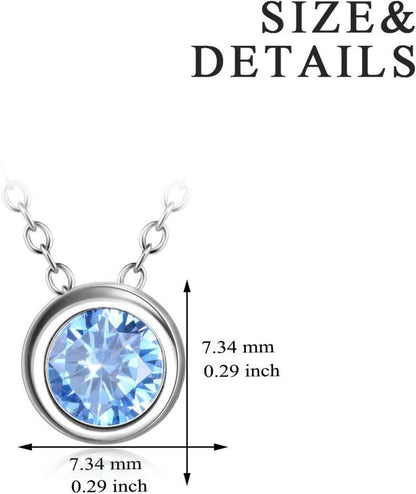 Simulierte Geburtsstein Halskette Zirkonia Halo Anhänger Sterling Silber