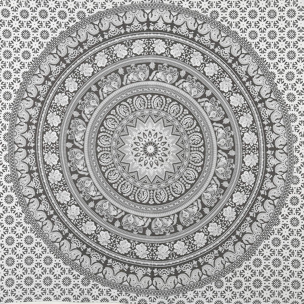 Mandala Wandteppich Baumwolle Grau 230x213 cm
