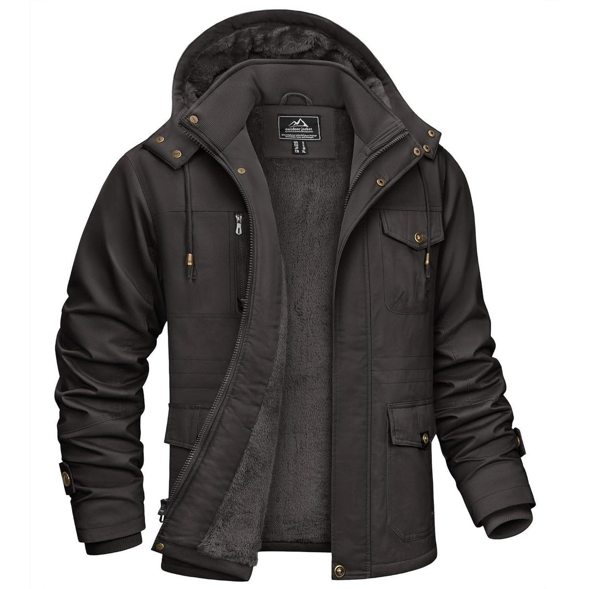 Herren Winterparka mit Kapuze – Warm & Vielseitig Dunkelgrau