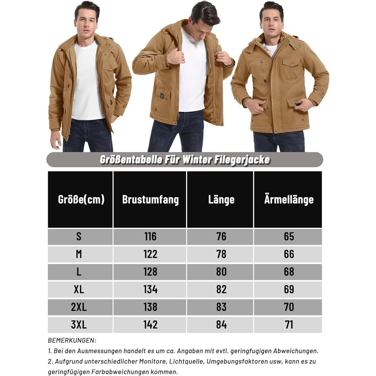 Herren Winterparka mit Kapuze & Cargo Taschen – Warm & Vielseitig
