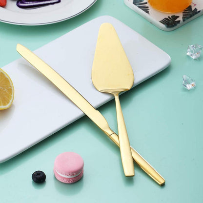 Gold Kuchenheber und -servierset, Titanvergoldeter Kuchenmesser und