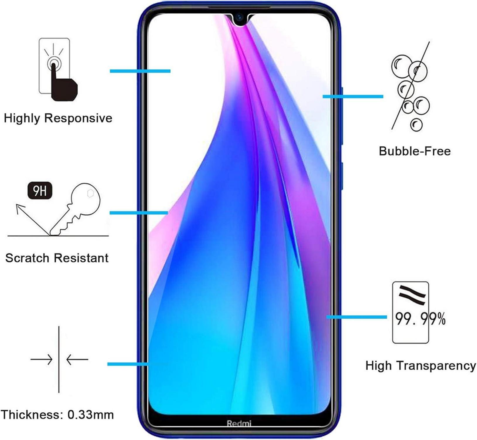2er Pack Panzer Schutz Glas für Xiaomi Redmi Note 8T 9H