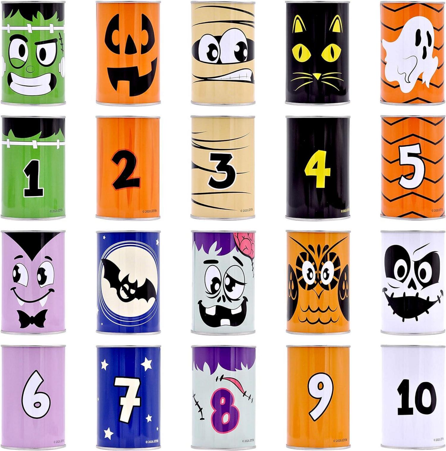 Halloween Carnival Bean Bag Toss Game Set with 10 Tin Cans