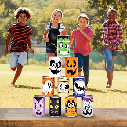 Halloween Carnival Bean Bag Toss Game Set with 10 Cans & 3 Bags