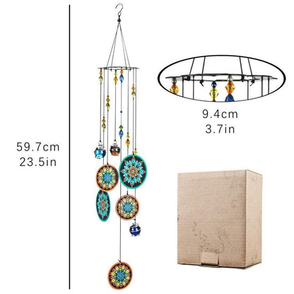 Blumen Windspiel für Draußen Glasperlen 58cm Garten Deko
