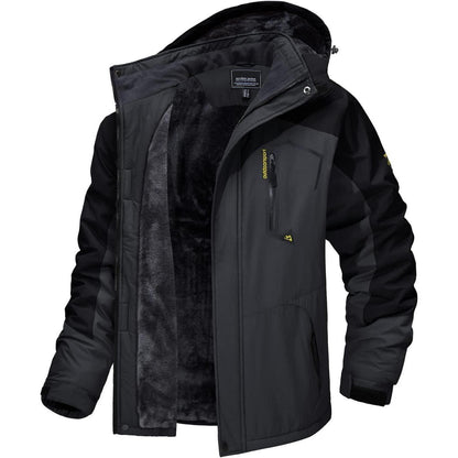 Herren Winter Skijacke Fleece Gefüttert Wasserdicht Grau Schwarz 3XL
