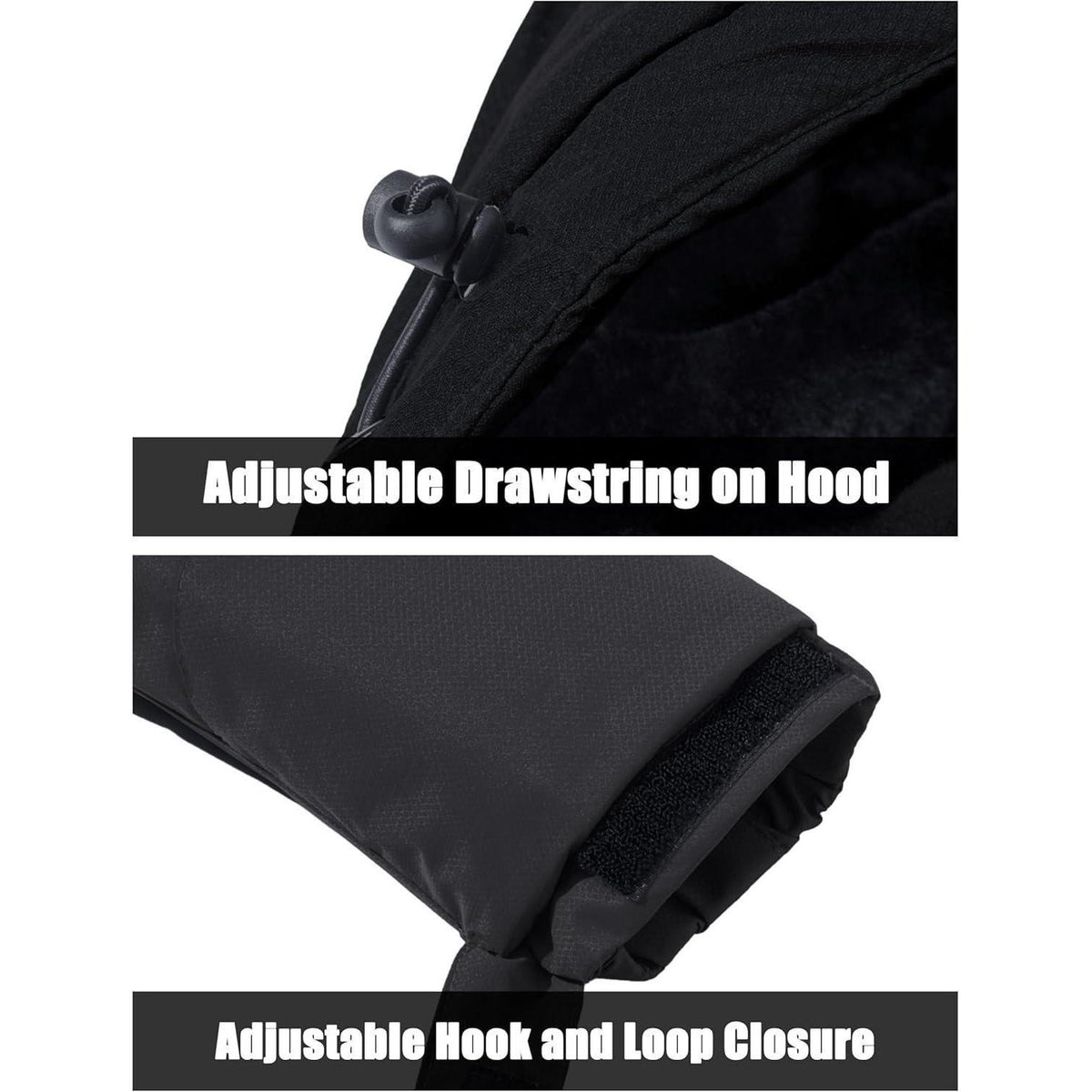 Herren Winter Skijacke Fleece Gefüttert Wasserdicht Grau Schwarz 3XL