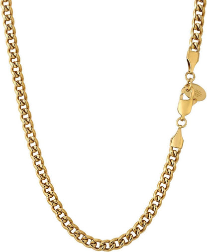 Kette Herren Edelstahl 18K Gold Vergoldet Cuban Link Chain 55.9cm 4mm