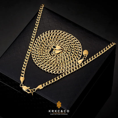 Edelstahl Cuban Link Chain 18K Gold vergoldet 4mm 45.7cm