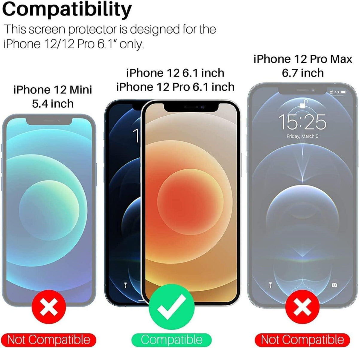 Schutzfolie 4er Pack für iPhone 12 Pro, 9H Panzerfolie Transparent