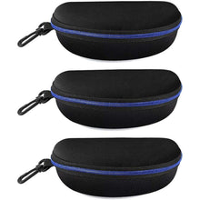Brillenetui mit Karabiner, 3 Stück Blau