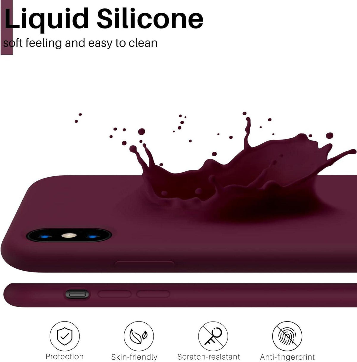 iPhone XS/X Silikon Case Ultra Dünn Flüssig Handyhülle Schutz Weinrot