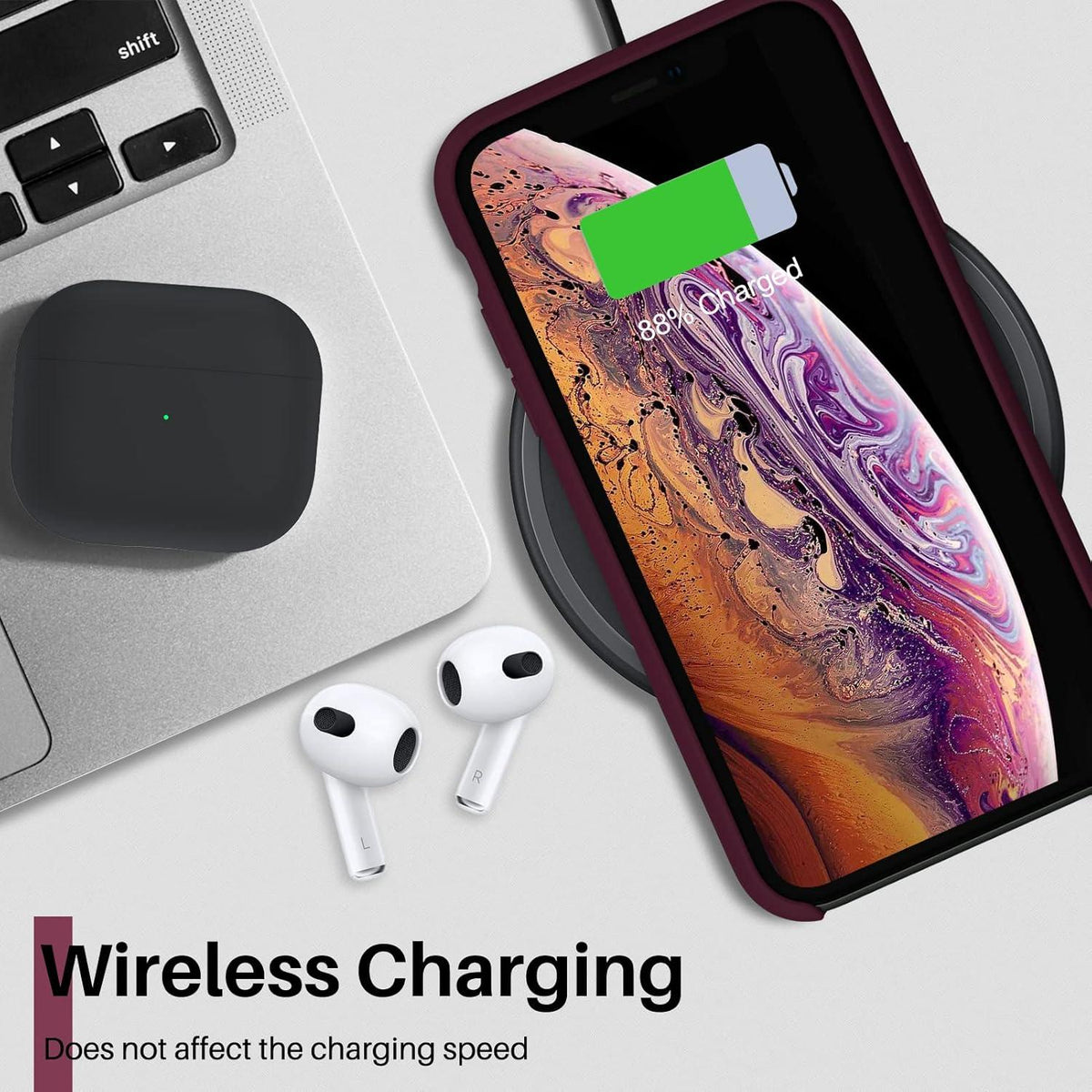 Silikon Case Hülle für iPhone XS/X Ultra Dünn Flüssig Weinrot 5,8 Zoll