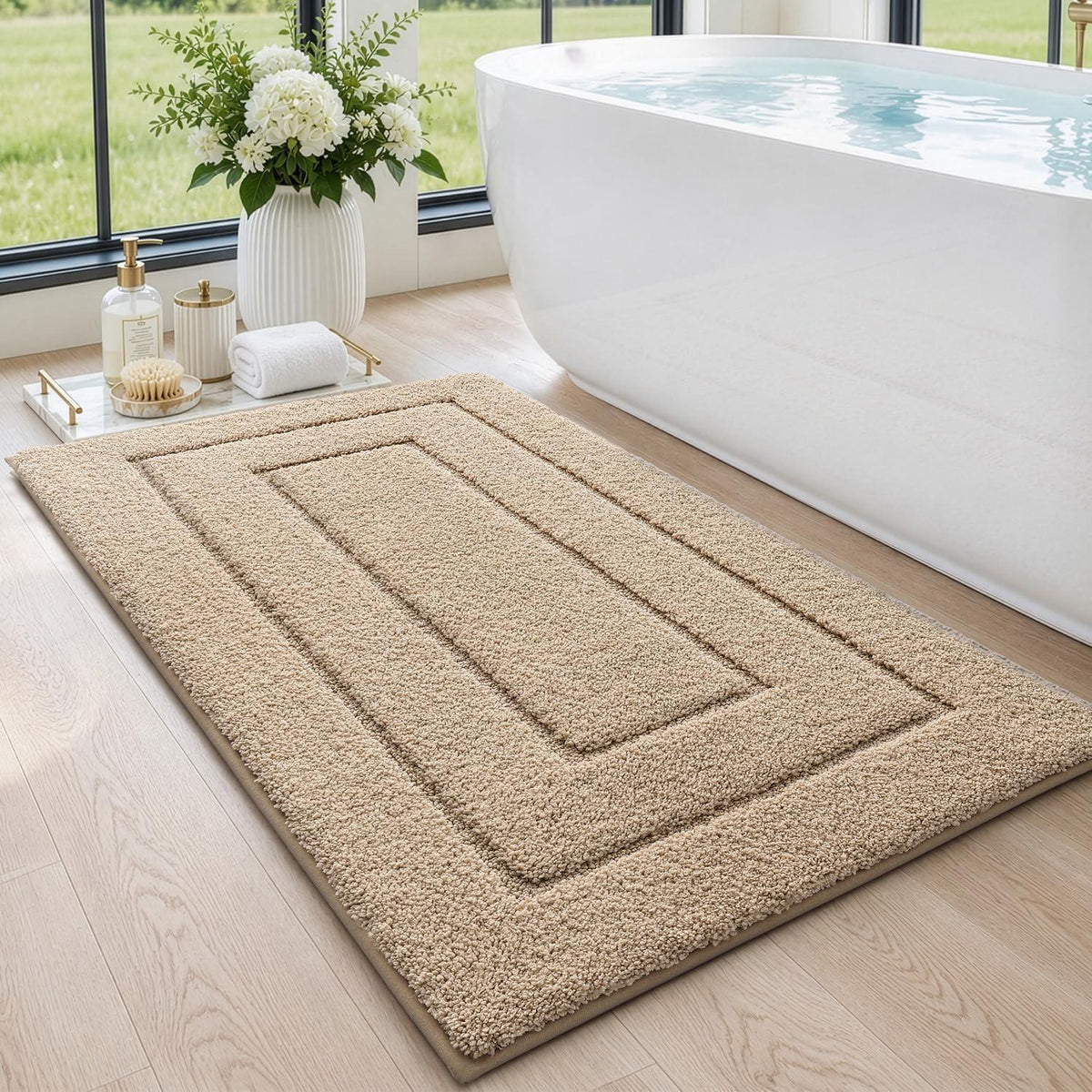 Rutschfeste Badematte Mikrofaser Beige 60x110 cm