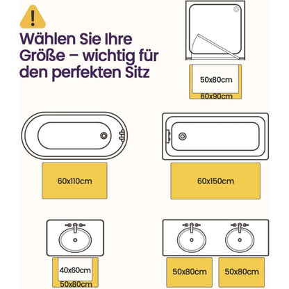 Rutschfeste Badematte Mikrofaser Beige 60x110 cm