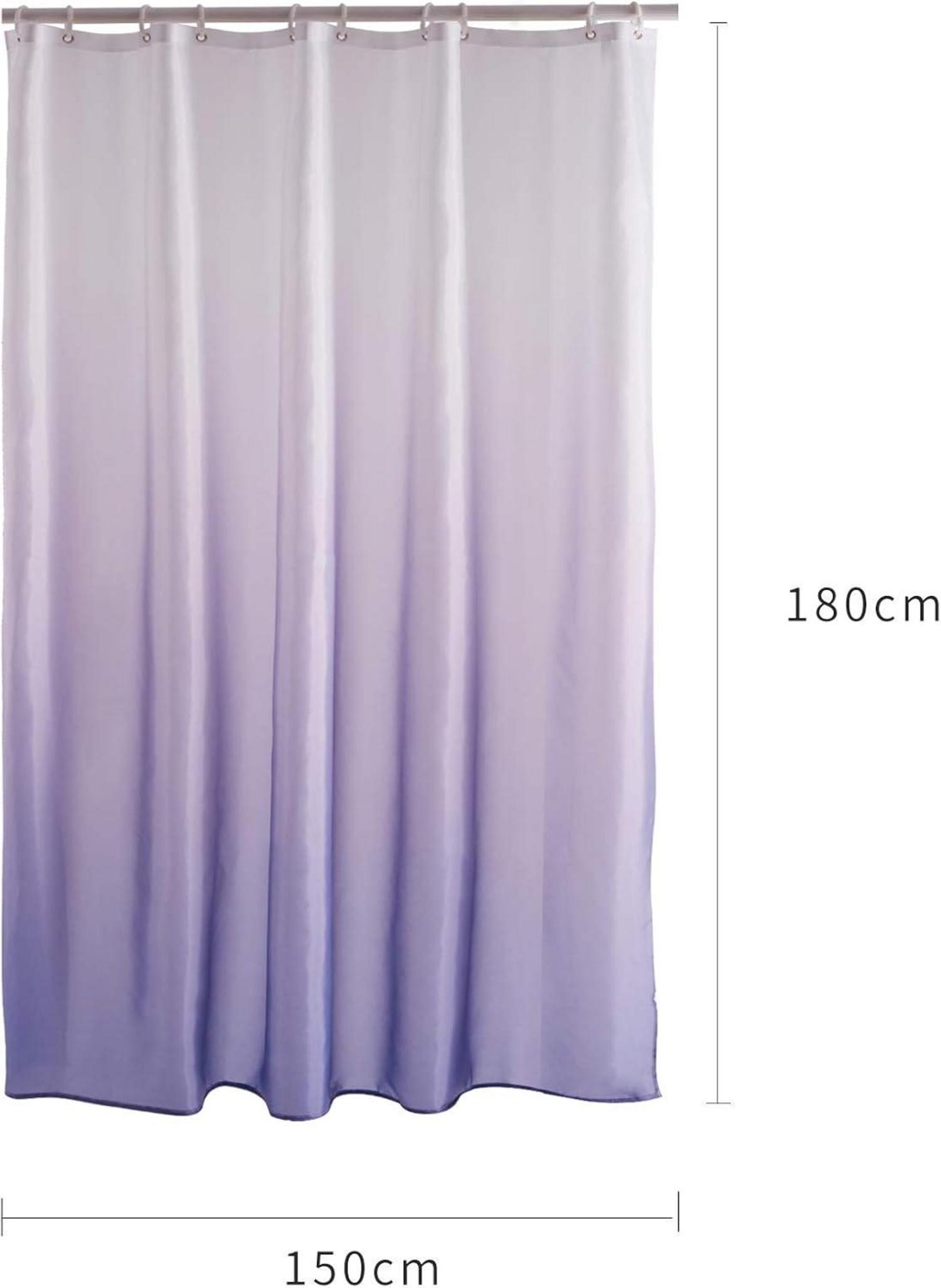 Schmaler Duschvorhang Polyester Textil 150x180 Weiß Lila mit