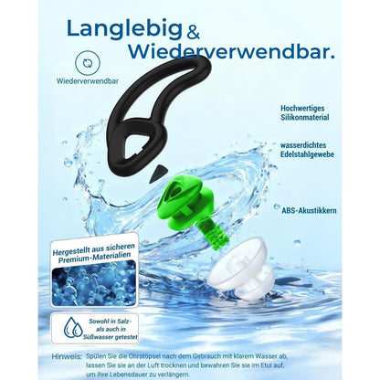 Wasserdichte Schwimm-Ohrstöpsel Set (2er Pack) - Grün Minzgrün