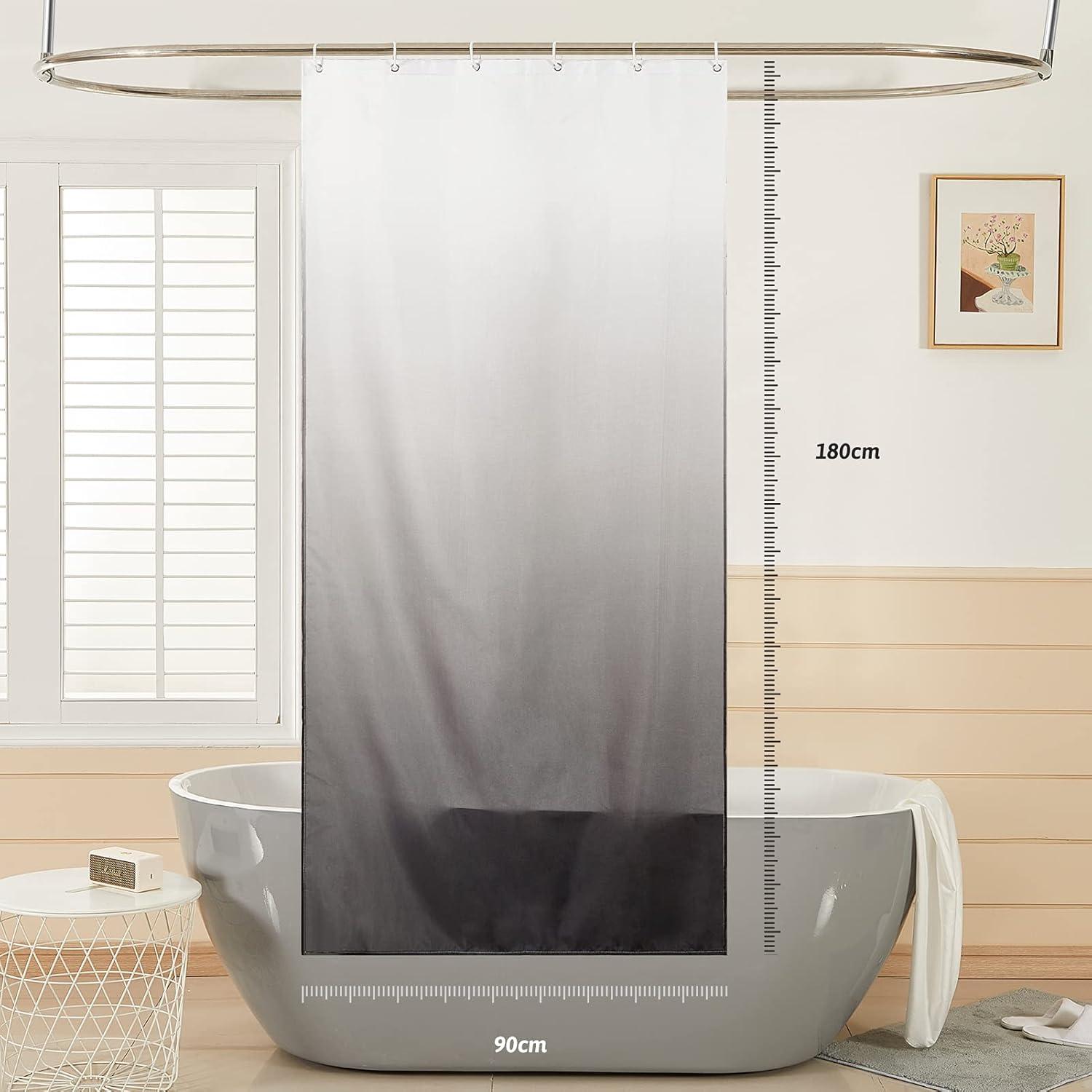 Schmaler Duschvorhang 90x180 Polyester Weiß Schwarz