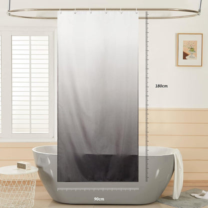 Schmaler Duschvorhang 90x180 Polyester Weiß Schwarz