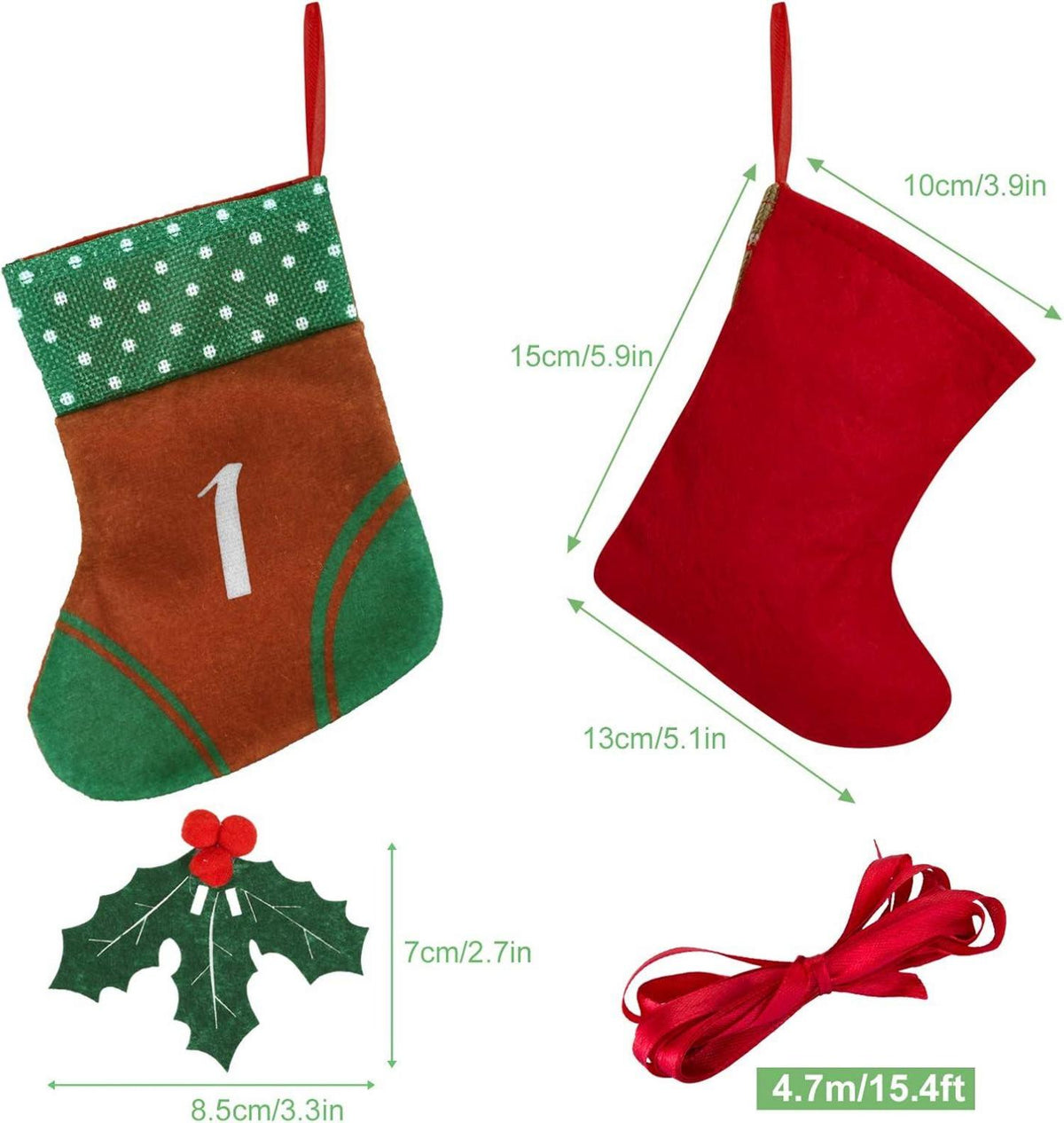 Kesote Adventskalender zum Befüllen 24 Aufhängen