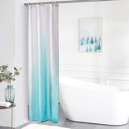Schmaler Duschvorhang Polyester Stoff Weiß Aquamarine 90x180 mit 6 Haken