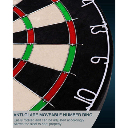 Dartscheibe Kork Steeldart Set 6 Dartpfeile Metallspitze
