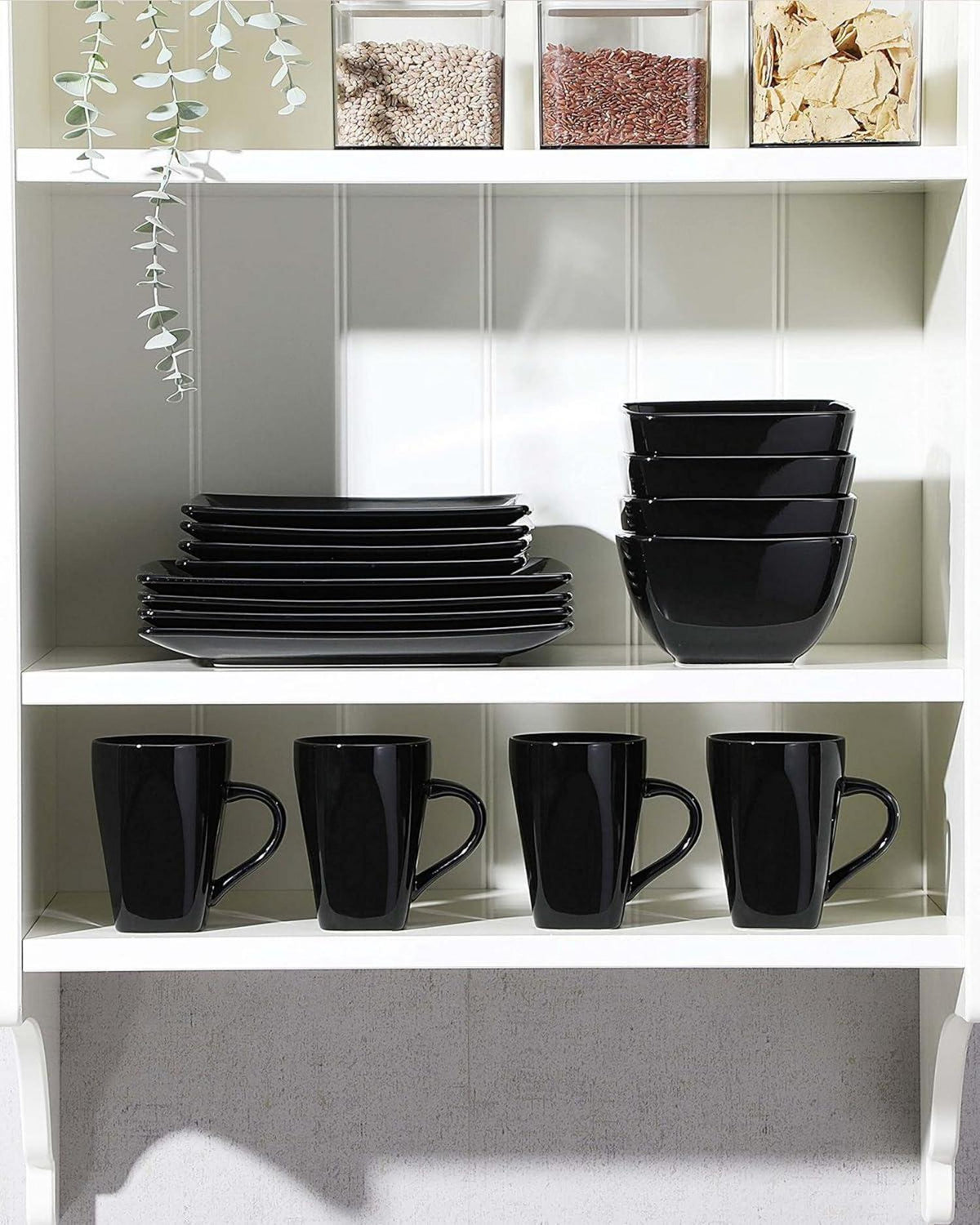 32tlg vancasso Tafelservice Steinzeug SOHO Schwarz für 8 Personen