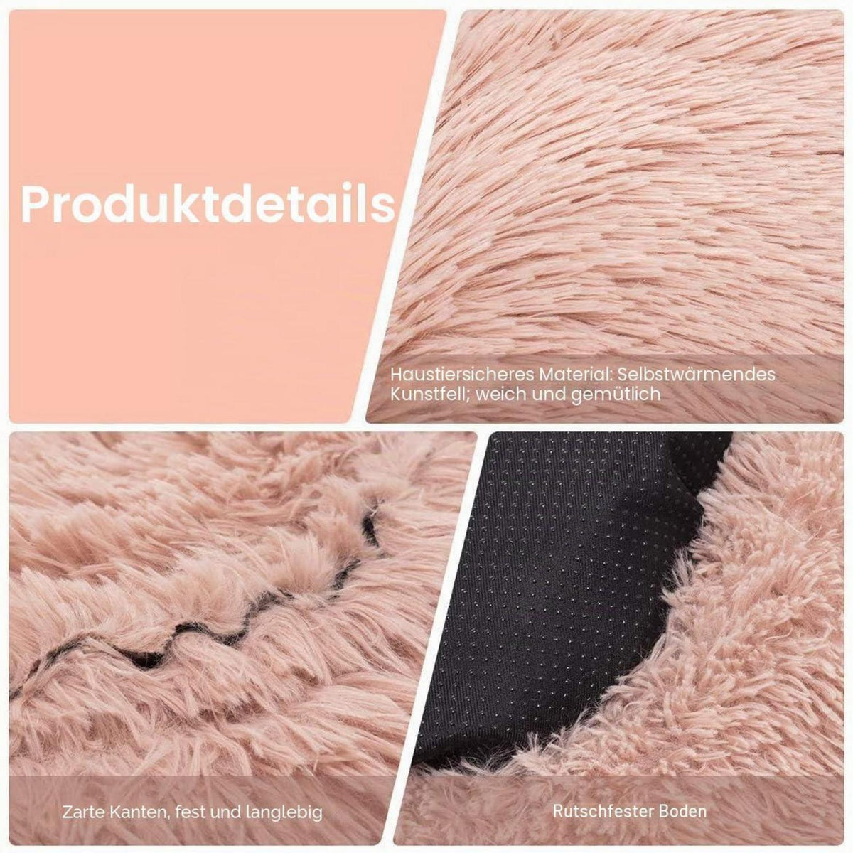 Flauschiges Hundebett Orthopädisch Rosa 120x120x20 cm