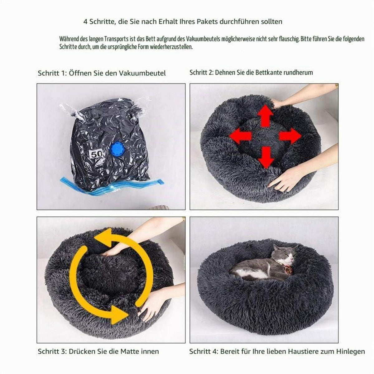 Flauschiges Hundebett Orthopädisch Rosa 120x120x20 cm