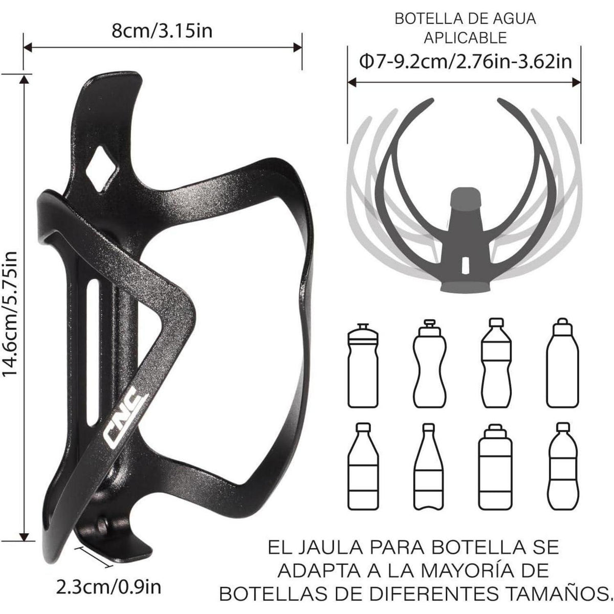 CNC Fahrrad Flaschenhalter 2er-Set, Aluminium Schwarz