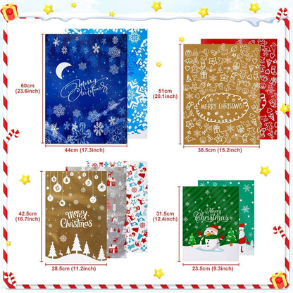 Weihnachtstüten Geschenktüten Set mit Bändern und Aufkleber