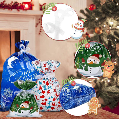Weihnachtstüten Geschenktüten Set mit Bändern und Aufkleber