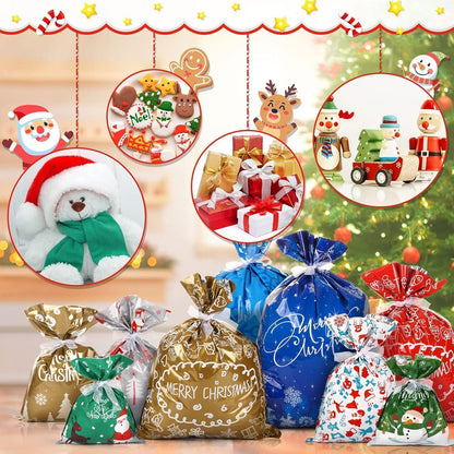 Weihnachtstüten Geschenktüten Set mit Bändern und Aufkleber