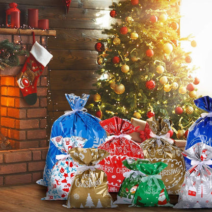 Weihnachtstüten Geschenktüten Set mit Bändern und Aufkleber
