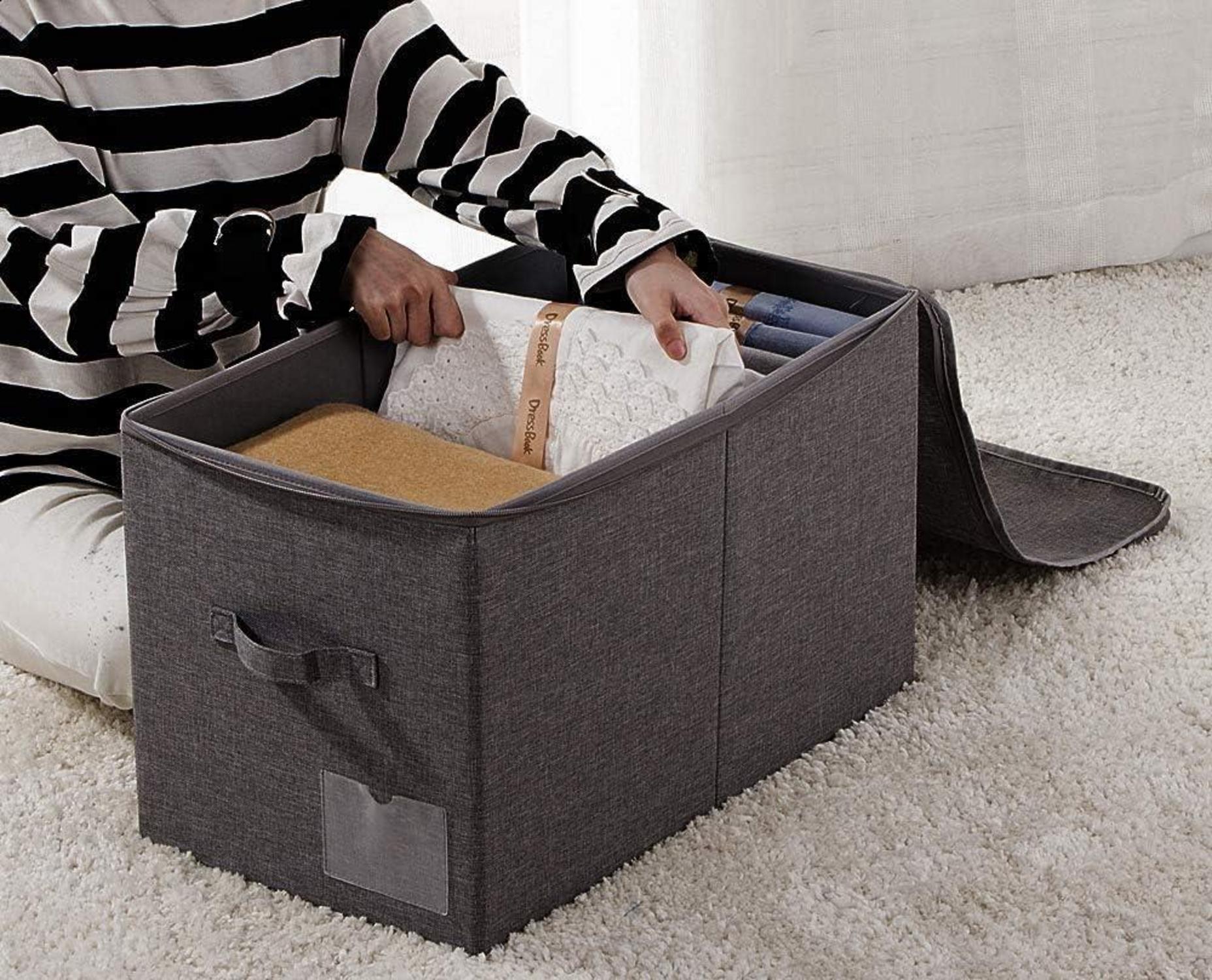Extra große Aufbewahrungsbox für Decken und Bettwäsche, 60L, schwarz grau